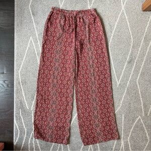 Forever 21 Red Chiffon Sheer Boho Wide Leg Pants